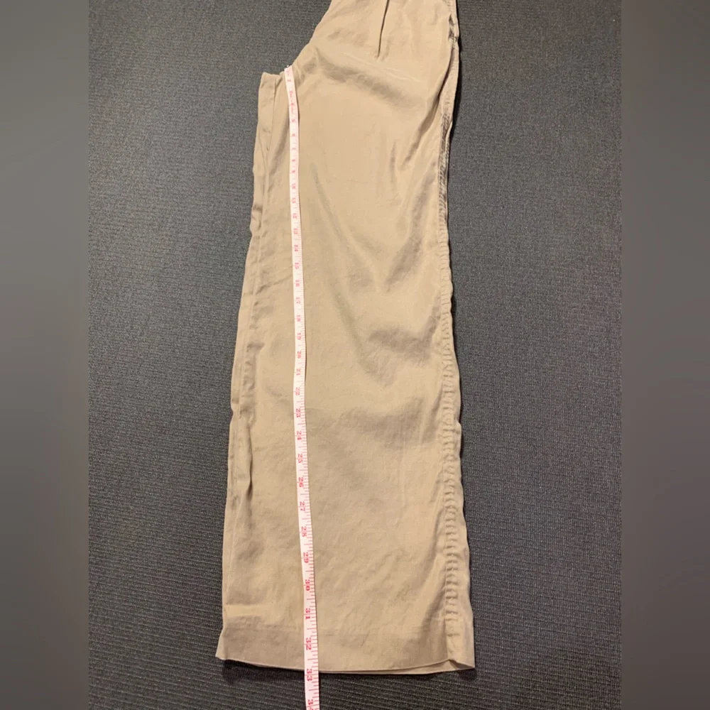 Babaton Aritzia Sadiki‎ Linen Blend Pleaded Trousers Size 8 Basil Tan Color